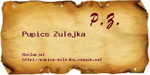 Pupics Zulejka névjegykártya